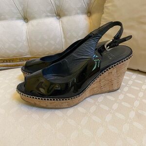 Stuart Weitzman Jean Black Patent sandals size 8